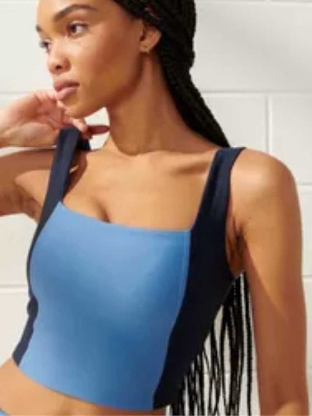 ABERCROMBIE YPB SculptLux Cropped Tank Colorblock Blue XS